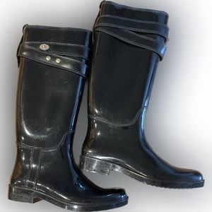Coach Rain Boot (tall like Hunter boot), black, size 8